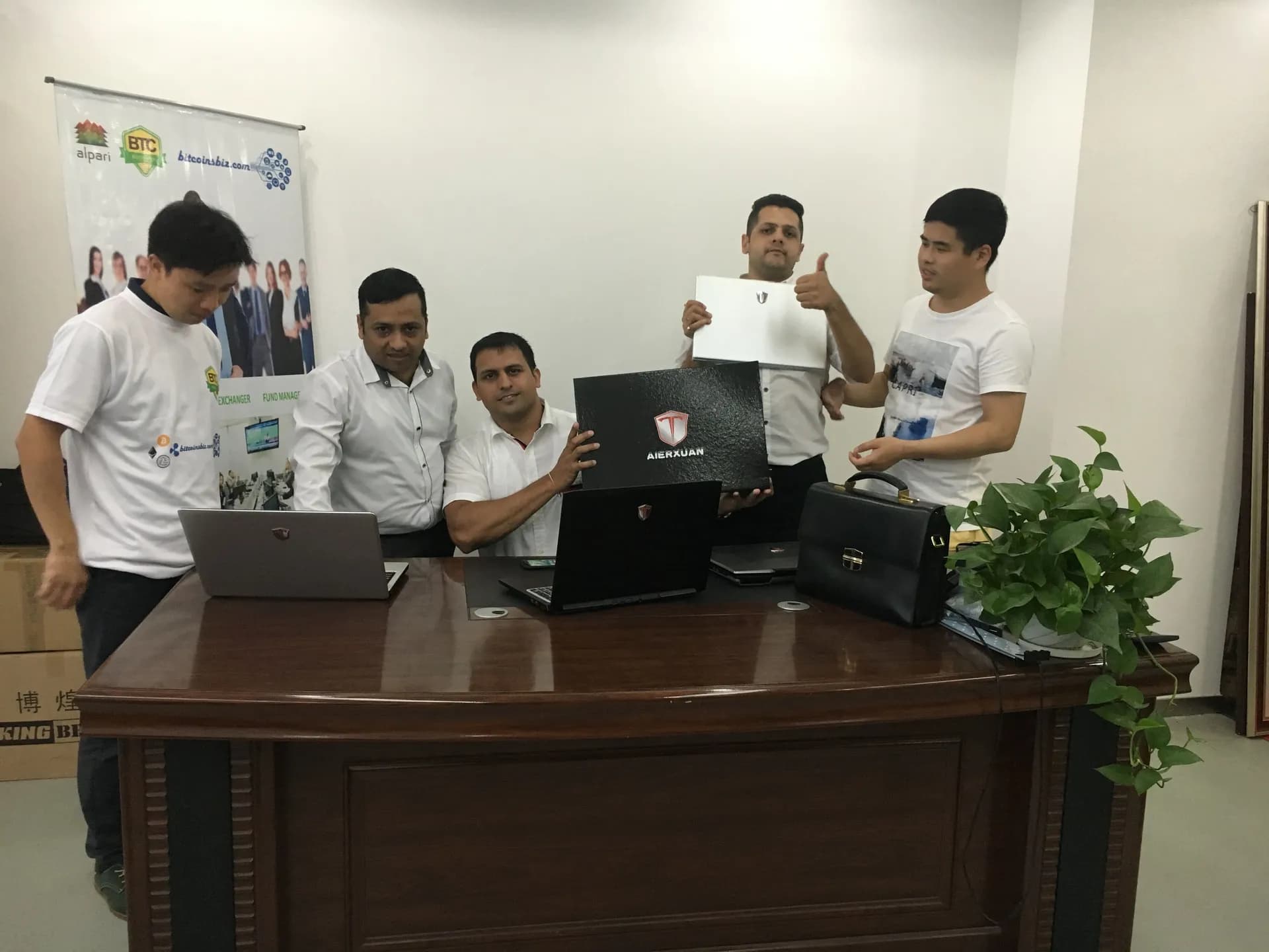 Business meeting with laptop samples